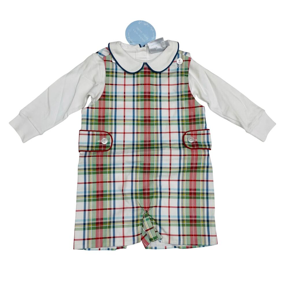 NWT Little English 24M Douglas Plaid Jon Jon Set